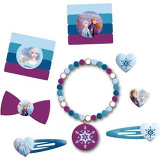 👉 Blauw paars kunststof One Size Color-Blauw meisjes Disney haarset Frozen II elastaan blauw/paars 14-delig 5205698477881