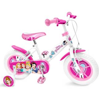 👉 Wit roze staal One Size Color-Wit meisjes Disney Meisjesfiets Princess 12 Inch 21,5 cm V-Brakes Wit/Roze 3496278870181