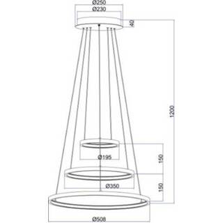 👉 Moderne hanglamp zwart metaal One Size zwarte met drie LED ringen | Ø 51CM Woonkamer Eetkamer 9007371407989