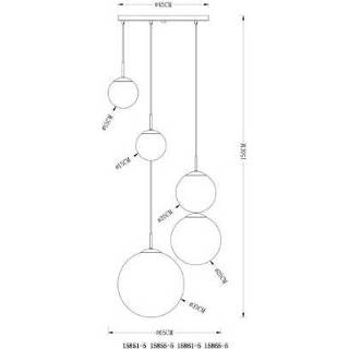 👉 Moderne hanglamp transparent glas metaal One Size met 5 lichtbollen | Woonkamer Eetkamer 1142383384786