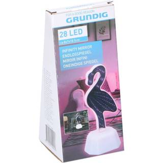 👉 Spiegel roze wit glas One Size Color-Roze Grundig oneindige flamingo LED 8x7x18,5 cm roze/wit 8719817624522