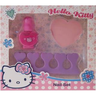 👉 Manicureset paars roze foam kunststof One Size Color-Paars mannen meisjes Hello Kitty paars/roze 5-delig 4042288120823