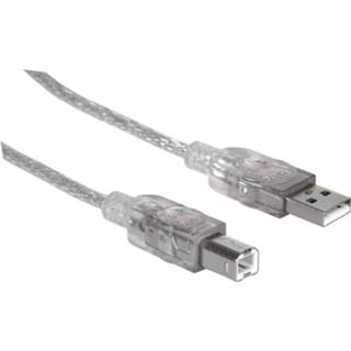 👉 Zilver mannen Manhattan USB-kabel USB 2.0 USB-A stekker, USB-B stekker 3.00 m
