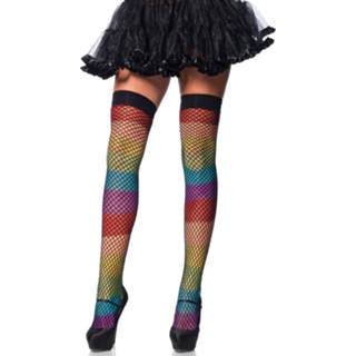 👉 Color-Meerkleurig Rainbow thigh highs w. fishnet 714718515564