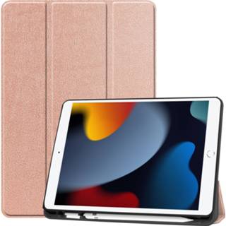 👉 Tablethoes goud active Case2go - Tablet hoes geschikt voor Apple iPad 2021 10.2 inch Tri-Fold Book Case Pencil Houder Rosé 8719793151937