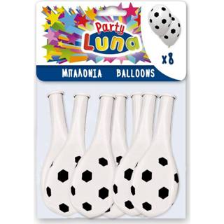 👉 Ballon zwart wit latex One Size Color-Zwart Luna ballonnen voetbal 28 x 32 cm zwart/wit 8 stuks 5205698529122