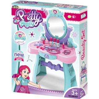 👉 Turkoois roze kunststof One Size Color-Blauw meisjes Luna kaptafel Pretty Beauty turquoise/roze 16-delig 5205698501593