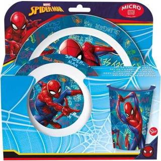 👉 Blauw rood wit kunststof One Size Color-Blauw jongens Marvel lunchset Spider-Man blauw/rood/wit 3-delig 8412497379491