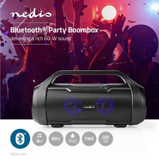 Zwart One Size GeenKleur Nedis SPBB310BK Party-boombox 6 Uur Speeltijd Bluetooth® Tws Party-lichten 5412810323784