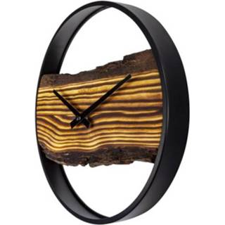 👉 Wandklok zwart hout staal One Size Color-Zwart NeXtime Forest 30 cm hout/staal zwart/naturel 8717713027935