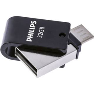 👉 One Size zwart Philips 2 in1 USB stick 2.0/USB Micro B - 32GB FM32DA148B 8720039510296