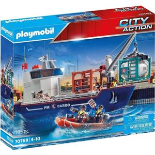 👉 Kunstof groot middel meerkleurig Playmobil City Action: Containerschip/douaneboot 135-delig 4008789707697