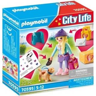 👉 Kunstof middel meerkleurig PLAYMOBIL City Life Modemeisje met hond - 70595 4008789705952