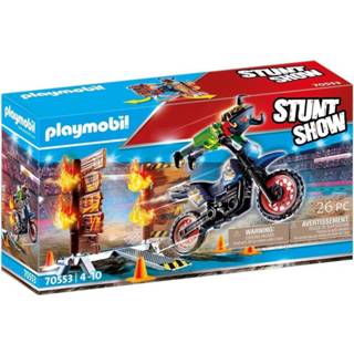 👉 Kunstof middel meerkleurig PLAYMOBIL Stuntshow Motor met vuurmuur - 70553 4008789705532