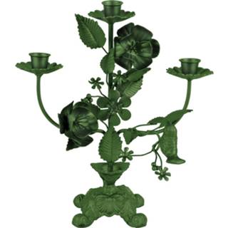👉 Kaarsenhouder groen staal One Size Color-Groen Present Time Flowers 30 x 26 cm donkergroen 8714302662218