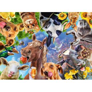 👉 Kinderpuzzel XXL One Size meerkleurig kinderen Ravensburger 200 Vrolijke boerderijdieren 4005556129027