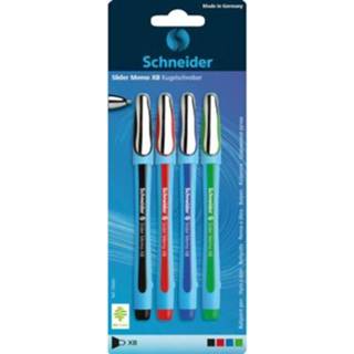 👉 Balpen edelstaal kunststof One Size Color-Blauw Schneider balpennen Slider Memo XB 1,4 mm 4 stuks 4004675067593