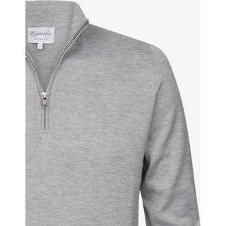 👉 Pullover grijs katoen l male print Michaelis Light gray met halflange rits 8719064712256