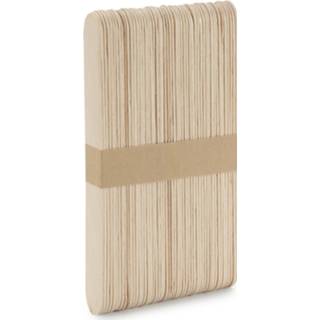 Stokje beige hout 50x stuks naturel kleur hobby knutselen houtjes/ijslollie stokjes 19.5 x 2 cm