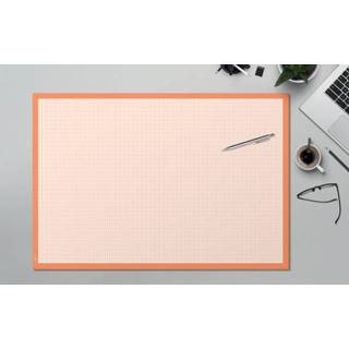 👉 Wit oranje papier One Size Color-GeenKleur Schrijfonderlegger van papier, Graph, millimeter geruit, wit/oranje, 595x410 mm, 80 g, 30 vel 4004360817748