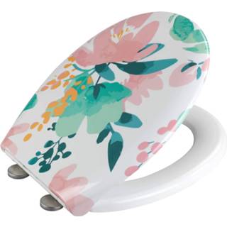 👉 Multicolor duroplast kunststof One Size Color-Meerkleurig Wenko WC-bril Flowery 37 x 44,5 cm 4008838243541