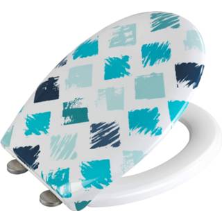 👉 Wit blauw duroplast kunststof One Size Color-Blauw Wenko WC-bril Rhombus 37 x 44,5 cm wit/blauw 4008838265949