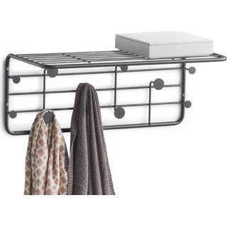 👉 Kapstok zwarte metaal One Size zwart van 51,4 x 24 21 cm - Wandkapstok met haken en plateau 4003368170114