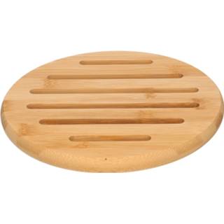 👉 Pan houten hout One Size beige 3x pannenonderzetters rond 20 cm - Zeller Keukenbenodigdheden Kookbenodigdheden Pannen/schalen onderzetters van 8720276215787
