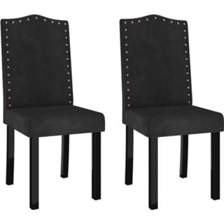 👉 Eetkamerstoel zwart fluweel Vidaxl Eetkamerstoelen 2 St 8720286599501