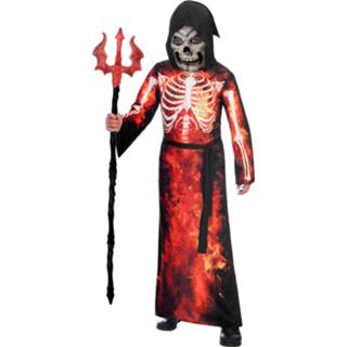 👉 Reaper zwart rood polyester One-Size Color-Zwart Amscan kostuum Fire junior zwart/rood 8-10 jaar 4-delig 192937075937