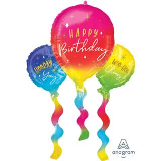 👉 Folie multikleur Amscan Ballon Supershape Birthday Fun 66 X 91 Cm 26635415668