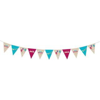 👉 Vlaggenlijn blauw roze papier Amscan My Birthday 4 M Blauw/roze 192937017197