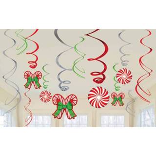 👉 Snoep groen rood papier One Size Color-Rood Amscan hangdecoratie folie groen/rood/zilver 12 stuks 13051390334