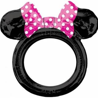 👉 Folie zwart roze One Size Color-Zwart meisjes Amscan fotokader Minnie Mouse 73 cm zwart/roze 26635381871