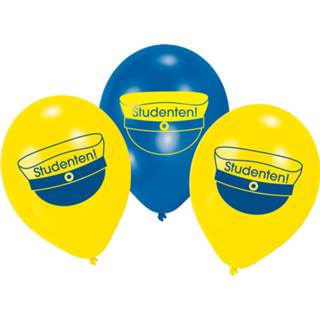 👉 Ballon geel blauw Amscan Studenten Ballonnen 30 Cm Latex Geel/blauw 10 Stuks 192937073131