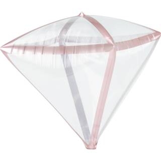 👉 Folieballon transparant roze diamant Amscan 38 X 43 Cm Transparant/roze 26635410823