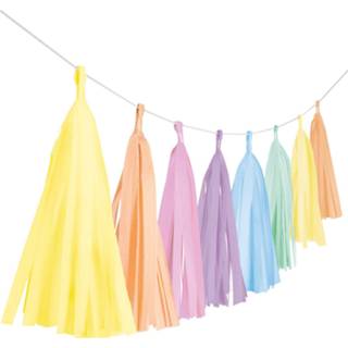 👉 Pastel papier multikleur Amscan Tasselslinger 3 Meter Regenboog 192937047156