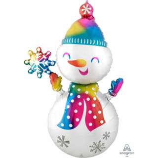 👉 Folieballon wit multikleur Amscan Satin Infused Snowman 78 X 139 Cm 26635420372