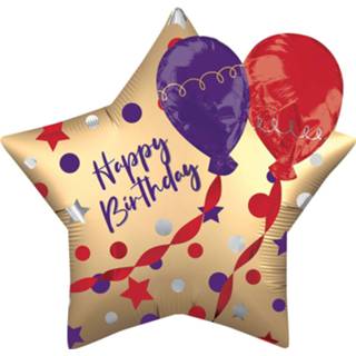 👉 Folieballon paars goud Amscan Happy Birthday Ster 71 X Cm Goud/paars 26635412537