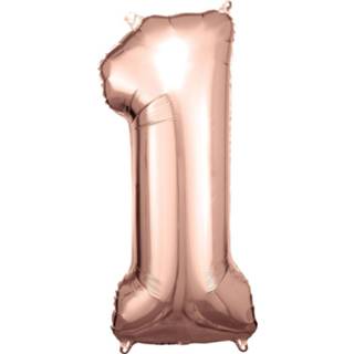 👉 Amscan Folieballon Cijfer 1 Junior 33 X 86 Cm Roségoud