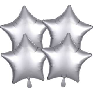 👉 Zilver zilverkleurig Amscan Folieballonpakket Satin Luxe Ster 43 Cm 4 Stuks 26635389679
