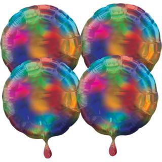 👉 Folieballon multikleur Amscan Folieballonnen Rainbow Rond 41 Cm 4 Stuks 26635402101