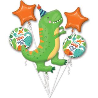 👉 Ballon groen oranje folie One Size Color-Groen Amscan ballonnen bouquet Dino-Mite Party groen/oranje 26635406703