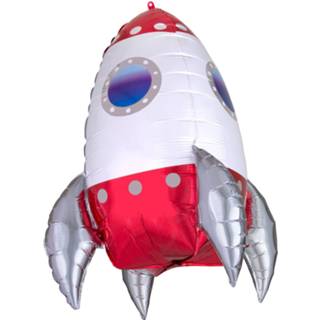 👉 Folieballon rood wit Amscan Ultrashape Rocket Ship Junior 30 Cm Rood/wit 26635411943