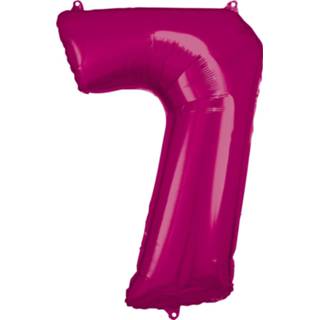 👉 Folieballon roze Amscan 58 X 88 Cm Nummer 7 194099010849