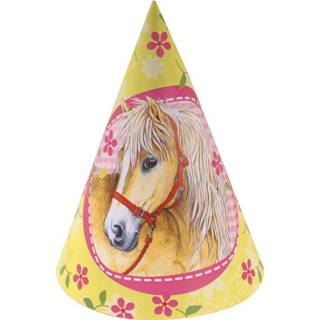 👉 Feesthoed geel karton One Size Color-Geel Amscan feesthoedjes Charming Horses junior 6 stuks 4009775273042