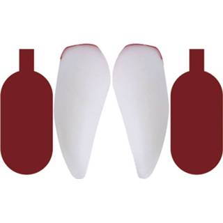 👉 Vampiertand wit rood kunststof One Size Color-Wit Amscan vampiertanden en nepbloed 1,1 ml wit/rood 4-delig 194099056205