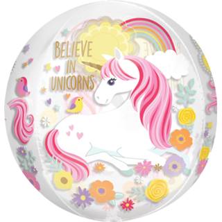 👉 Folieballon wit Amscan 'Believe In Unicorns' 38 X 40 Cm 26635372763