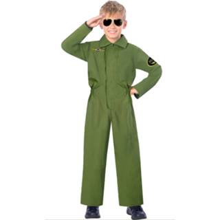 👉 Kinderkostuum legergroen polyester Color-Groen kinderen jongens Amscan piloot maat 6-8 jaar 194099008129