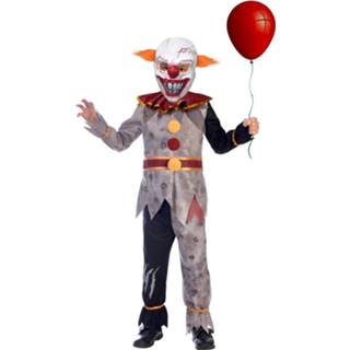 👉 Evil clown grijs rood polyester One-Size Color-Grijs Amscan kostuum junior grijs/rood 10-12 jaar 3-delig 192937076057
